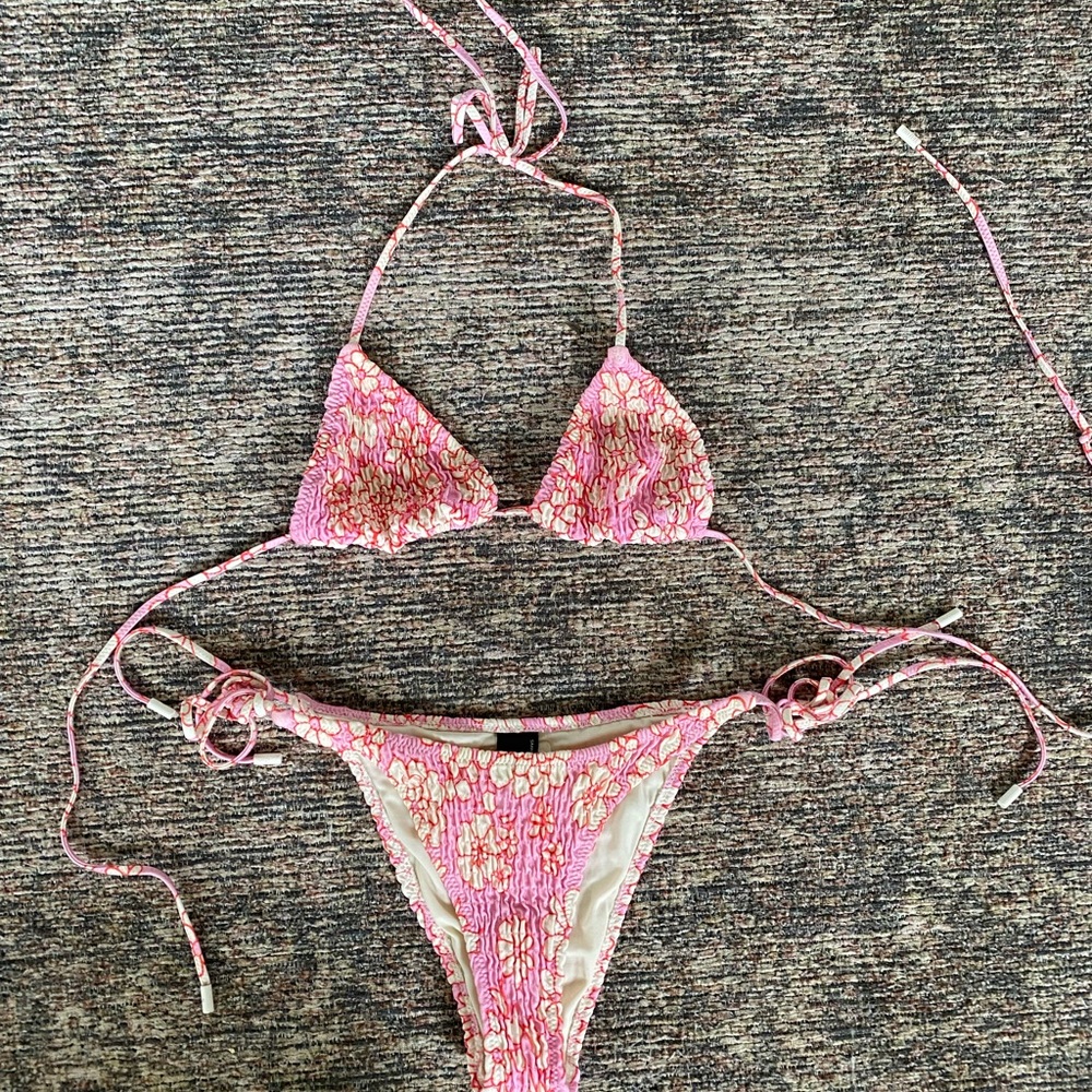 Triangl Swimwear Pink and Cream Bikini
